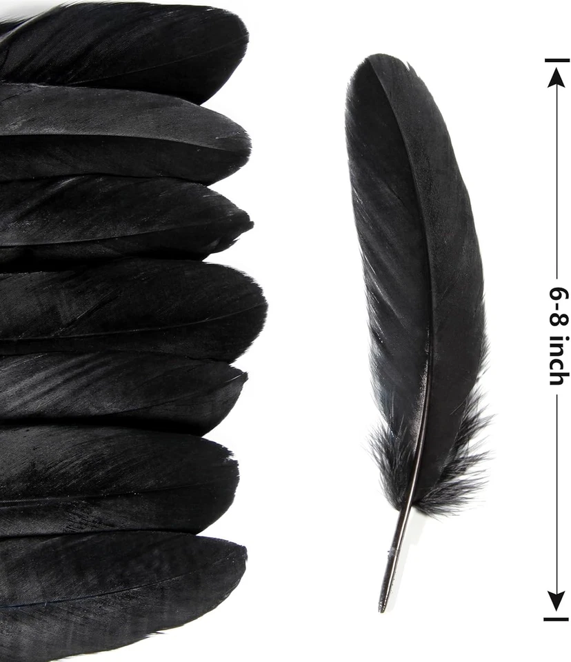 120pcs Black Goose Feathers Natural Bulk 6-8 inch 15-20cm for Crafts DIY Cosplay - Image 2 of 4
