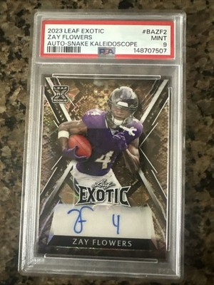 2023 Leaf Exotic - Zay Flowers Snake Kaleidoscope RC Auto Jersey Match 4/4 PSA 9
