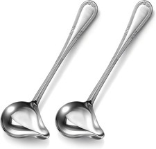 2 Pcs Small Ladle W/ Pour Spout 7.8'' Stainless Steel Gravy Ladle Sauce Soup