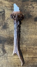 Clear quartz Crystal Wand Altar Witchcraft deer antler  Gift