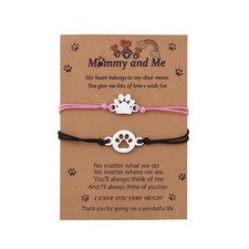 Matching Dog Paw Print Bracelet for Mom from Daughter Mother Long Distance Relat