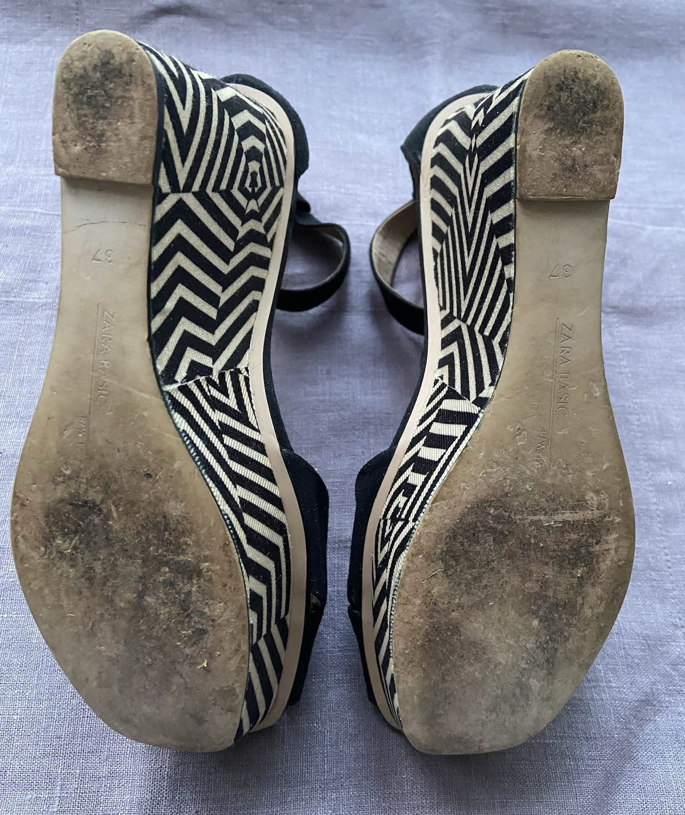 Zara Basic Black Wedge Platform Sandals With Geom… - image 9