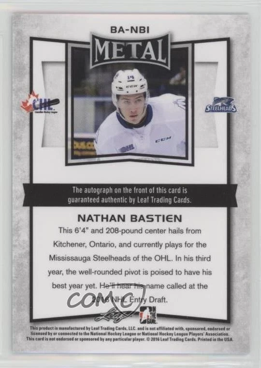 2015-16 Leaf Metal Silver Prismatic Nathan Bastian Nathan Bastien #BA-NB1 Auto - Image 2 of 2