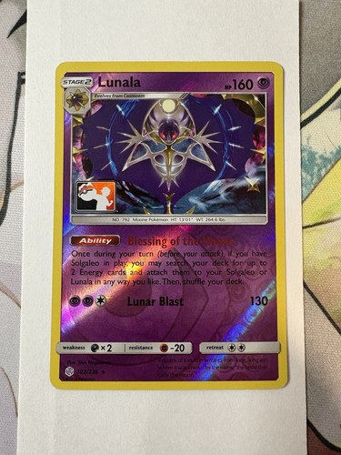 Pokemon TCG Lunala 102/236 Pokemon Club Promo Cosmic Eclipse LP/NM