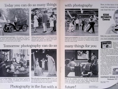 1964 Kodak Instamatic Camera Photography Print Ad American Girl April Two Pages