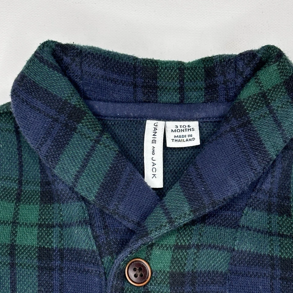 Janie And Jack Bebé 3-6 Meses Tartán Cuadros Mameluco Una Pieza Vacaciones Foto 2 de 4