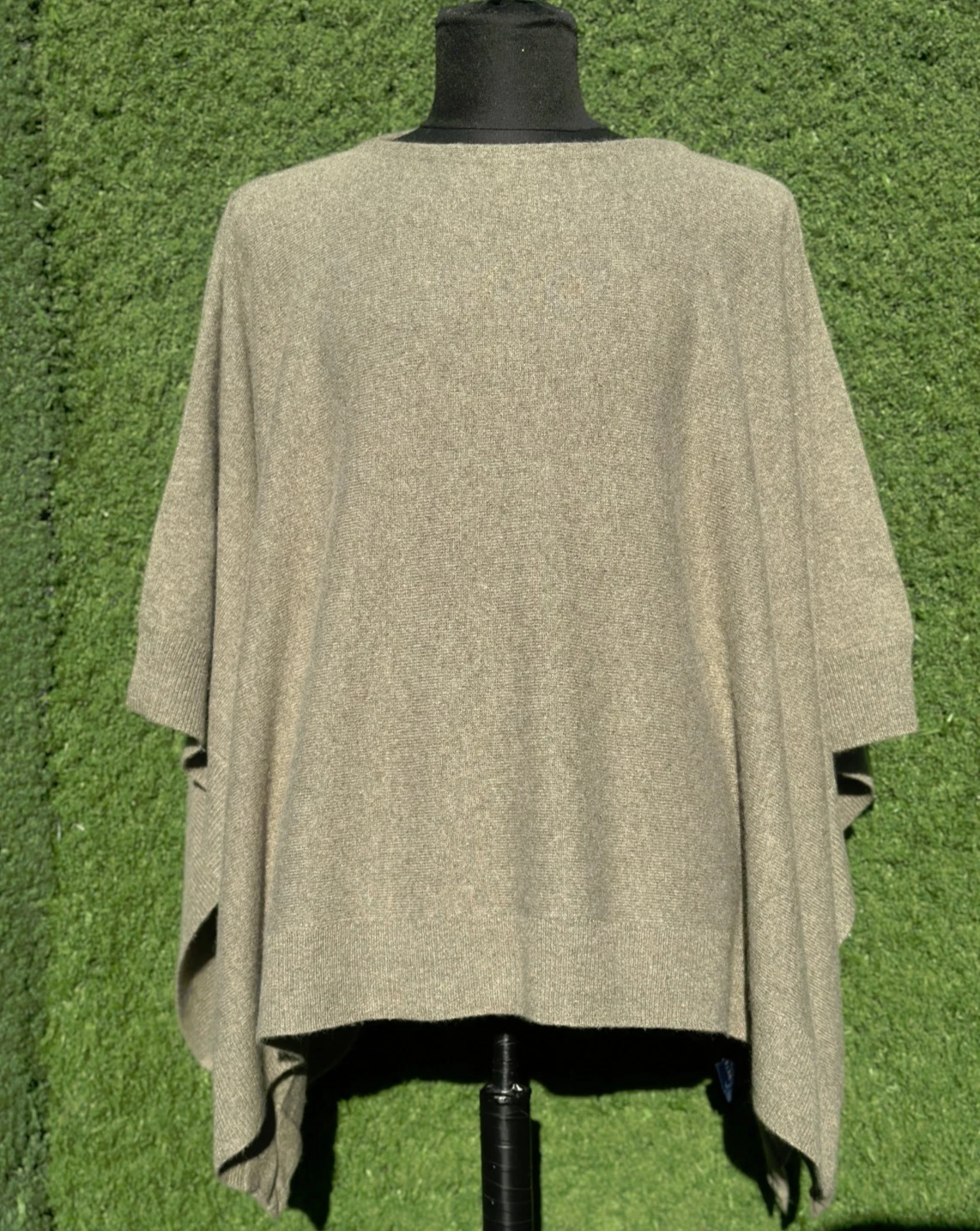 Ralph Lauren 100% Cashmere Open-Side Poncho Cardigan Square-Cut Rib Trim M/L