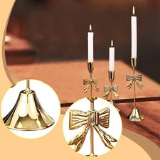 Porte-bougies en métal, centre de table, en fer forgé, avec nœud doré, pour