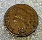 1876 INDIAN CENT VF+. REDUCED 10/30/25 (706)