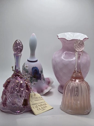 RESERVED FOR JENNIMARTIN2.0 Bundled Fenton Lot Of 4, Vase And 3 Bells