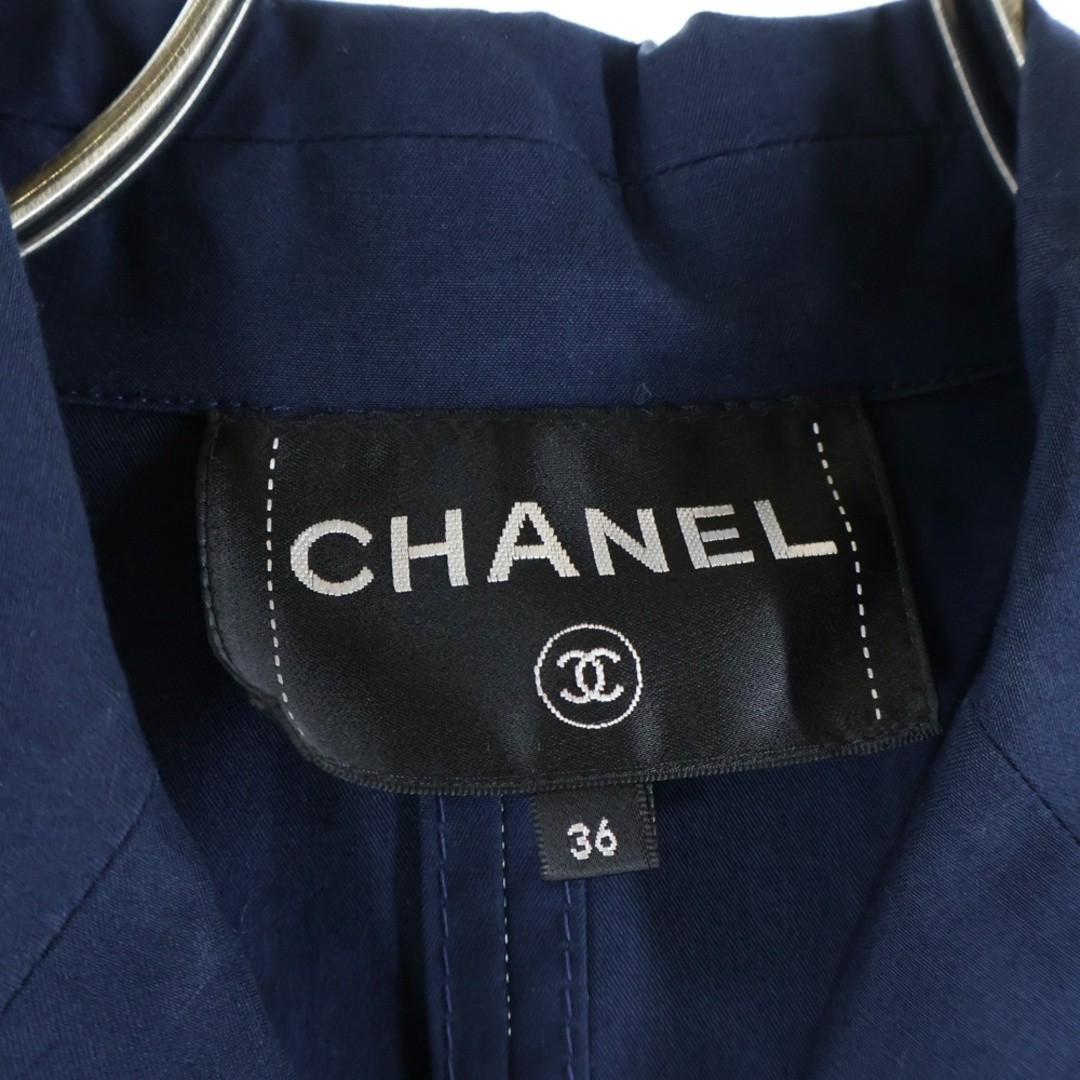 CHANEL Coco Mark Button Double Breasted Tweed Drawstring Cotton Long Coat Used 7 thumbnail 7