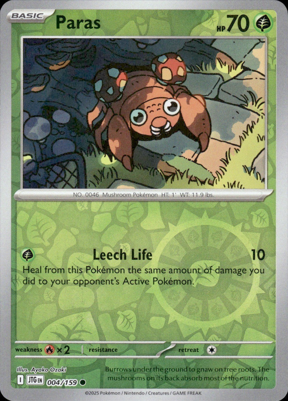 Paras 004/159 Common Journey Together Pokemon Reverse Holo Lightly Played