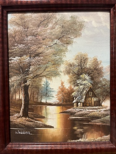 Original Oil Painting European County Landscape Signed Webber 9x11 Canvas - Picture 2 of 7