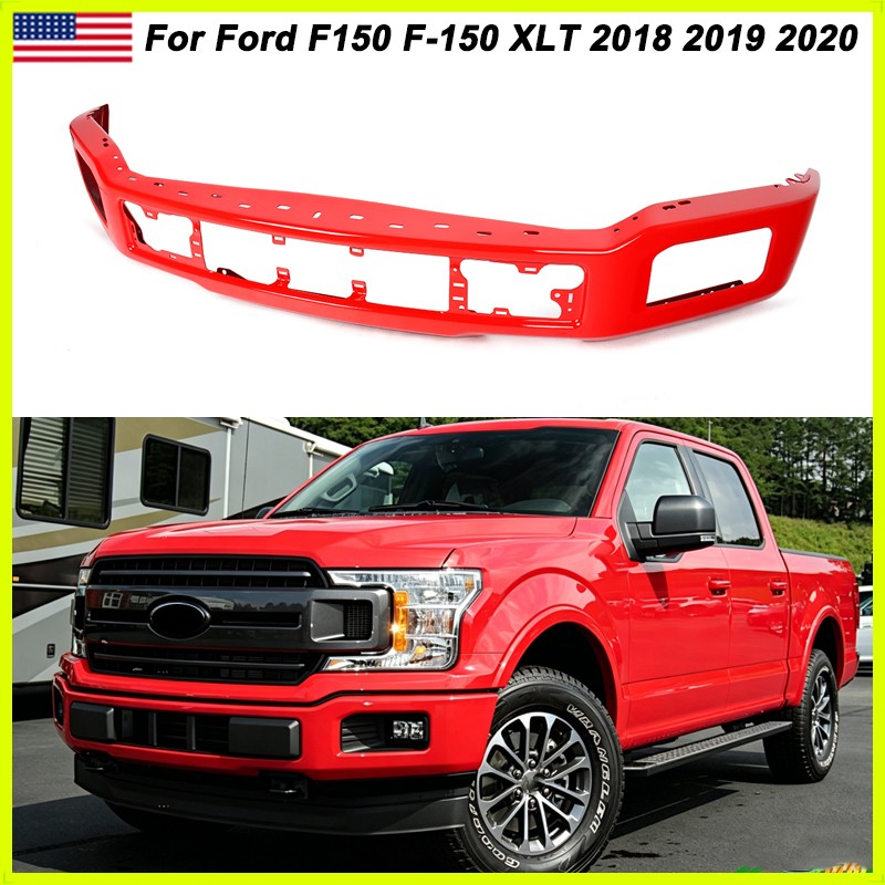 For 2018-2020 Ford F-150 F150 XL PQ Race Red Front Bumper Cover W/Fog Light Hole
