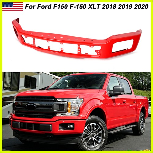 For 2018-2020 Ford F-150 F150 XL PQ Race Red Front Bumper Cover W/Fog Light Hole