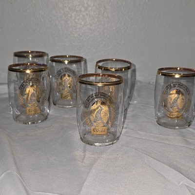 Vintage Coors Beer Barrel Tasting Glasses Gold Rim Waterfall Logo Set of 6