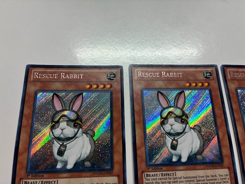 USA Seller  Yugioh 3 X  Rescue Rabbit PHSW-EN037 1st Edition Secret Rare VLP - Picture 2 of 13
