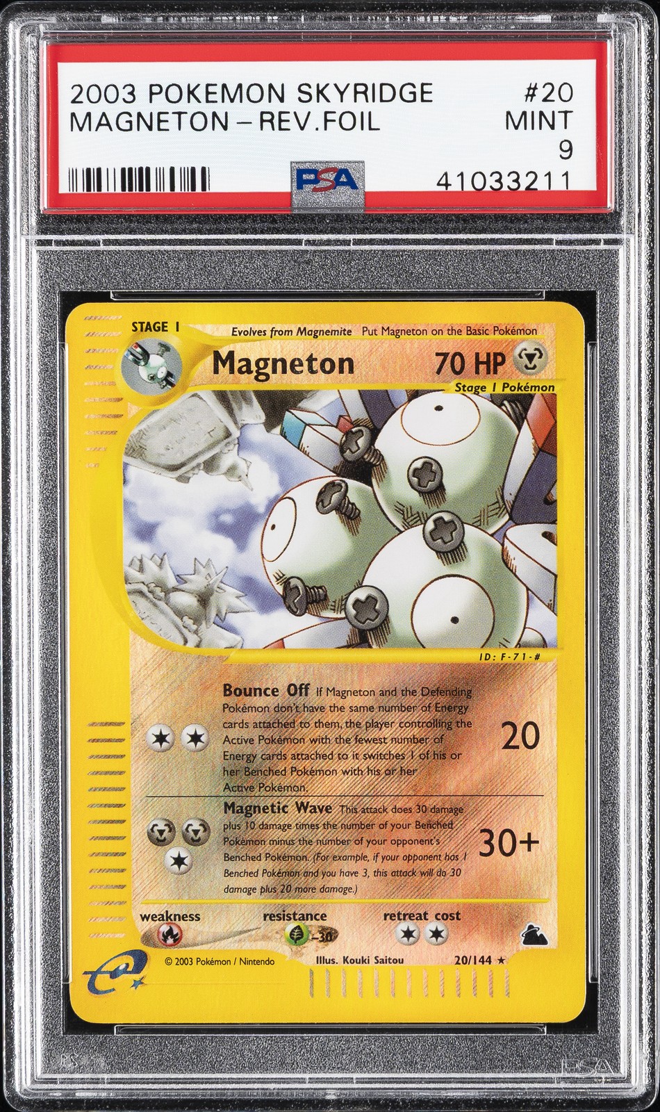 2003 POKEMON SKYRIDGE #20 MAGNETON-REVERSE FOIL PSA 9