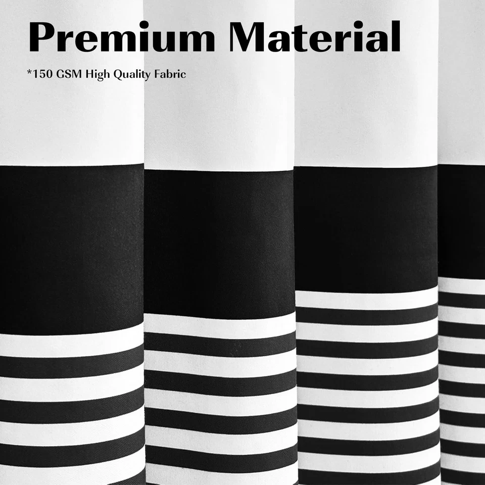 Seasonwood Black and White Tassel Shower Curtain Striped Shower Curtain with - Image 2 of 4