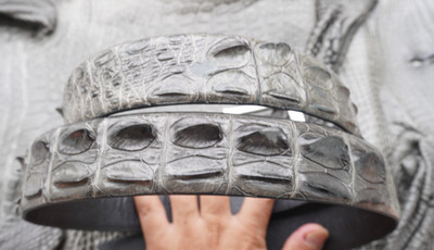 W 1.5'' - Gray Real Genuine CROCODILE Hornback LEATHER Skin Men's Belt #G50