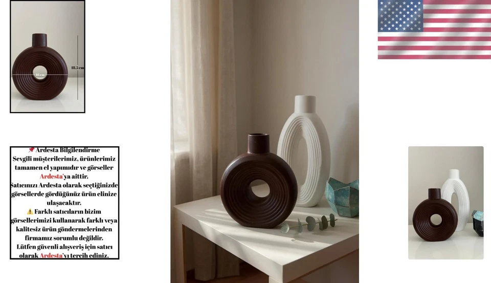 Jarrones decorativos únicos de 2 piezas - Polvo de piedra duradero para espacios contemporáneos Foto 2 de 4