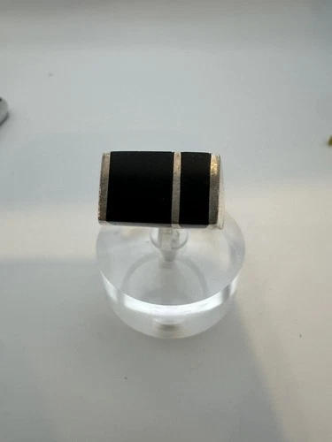 VTG Sterling Silver .925 Made in Mexico  ONYX inset signet, size 9.75; 15.8grams