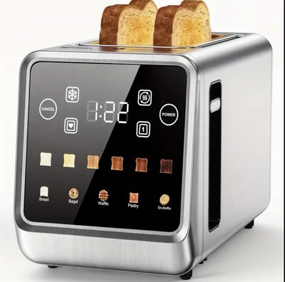 2-Slice Touch Screen Toaster Stainless Steel Smart Digital Toaster 6 Shade 900w
