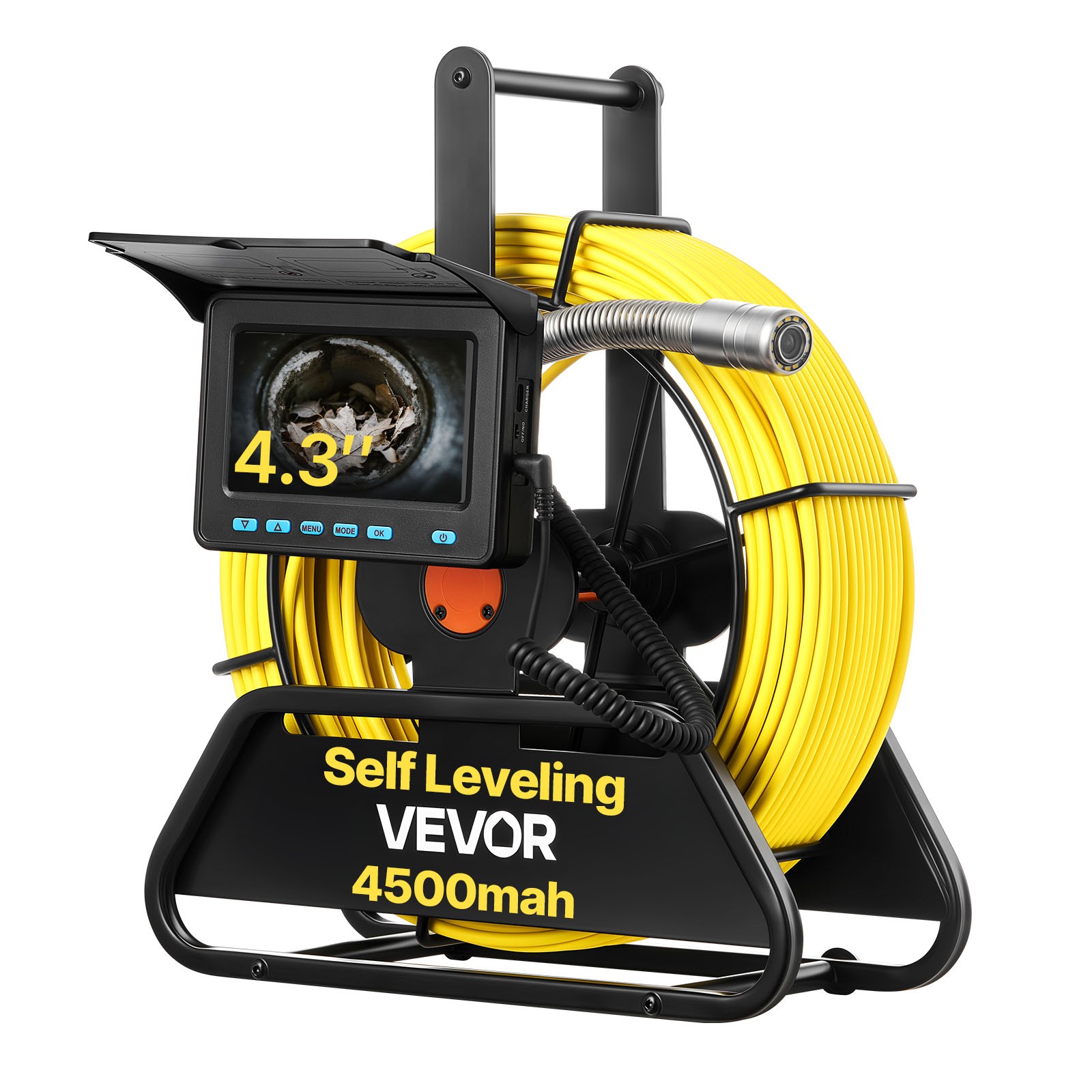 Caméra d'inspection de canalisation 30m avec écran HD 4,3 pouces et tête auto-nivelante VEVOR