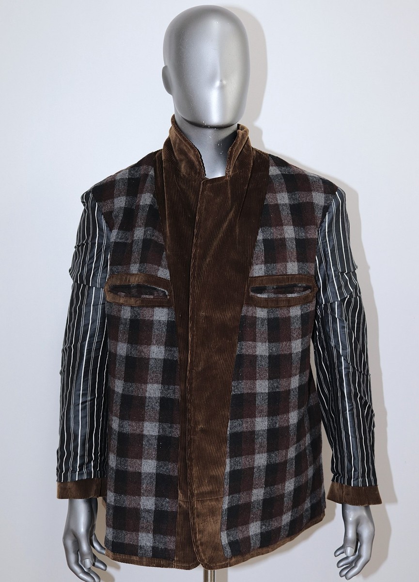 New French Vintage 1940s Brown Corduroy Work Chore Jacket Size L