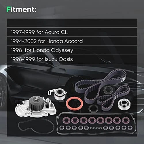 Timing Belt Kit w/ Water Pump Compatible with Honda Accord 1994-2002 - Image 3 of 4