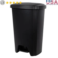 Step On Kitchen Trash Can Plastic Waste Bin Touchless Indoor 13 Gallon New