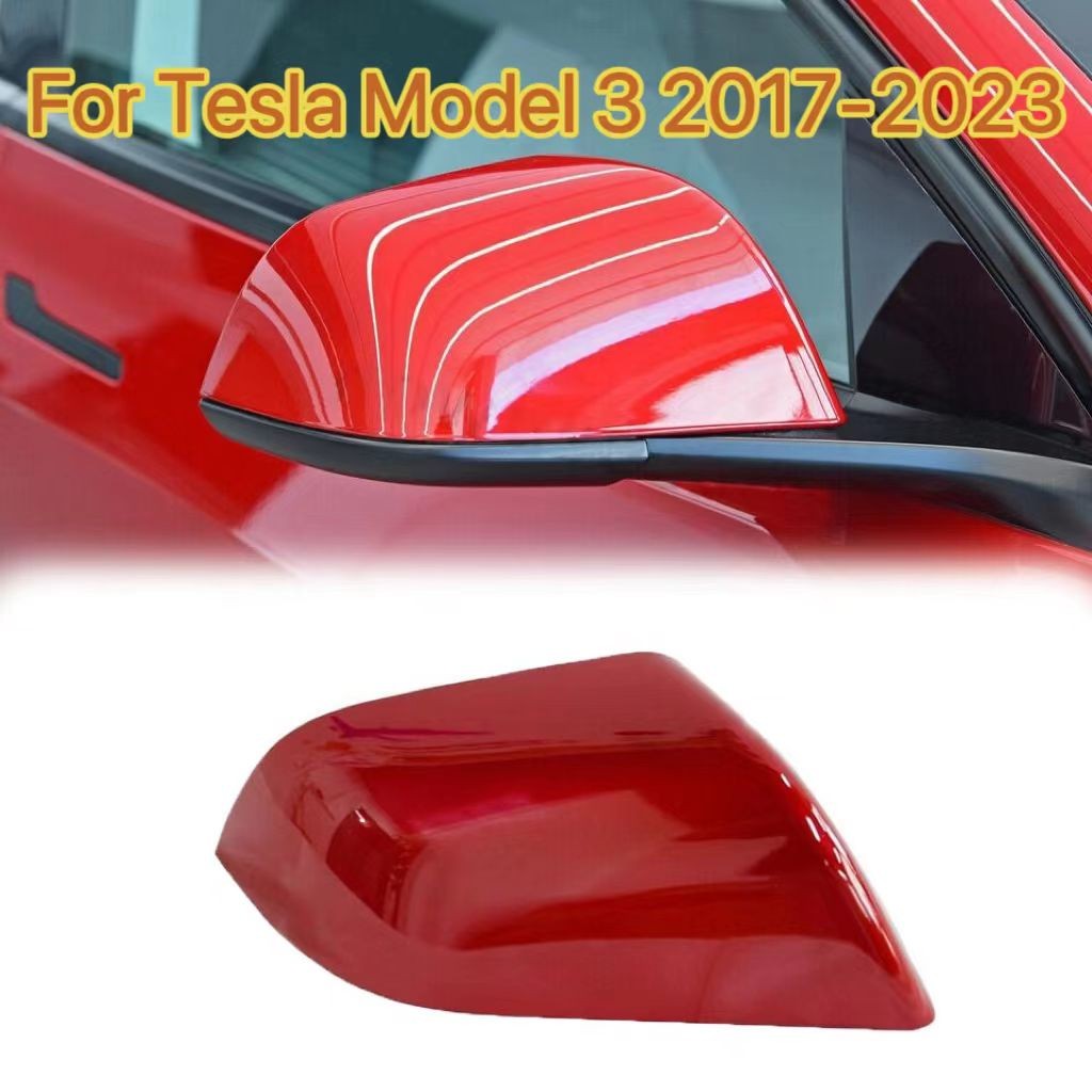 Red Right Driver  Side Mirror Rearview Cover Cap For Tesla Model 3 2017-2023