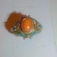 Exotic orange coral Sterling Silver 925 Ring size 8 1/2 L85