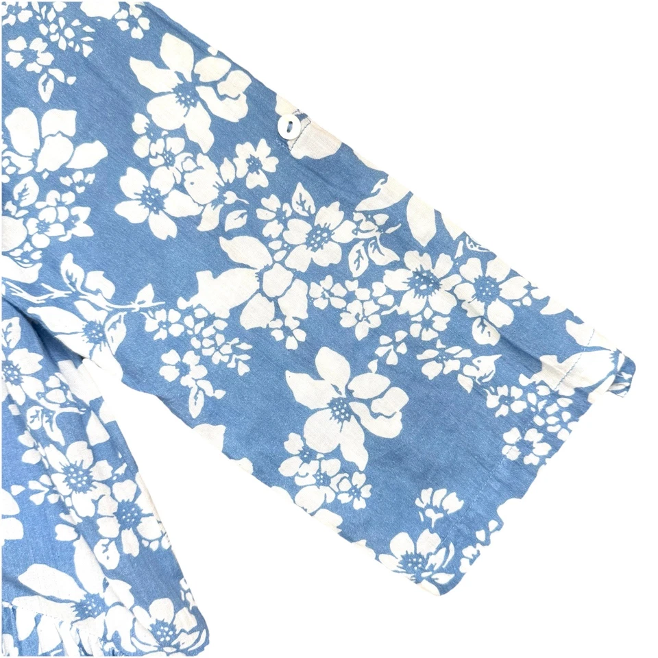 Ro’s Garden Deauville Short Dress Womens Small Blue Floral Preppy Feminine Soft - Image 4 of 4