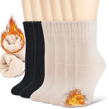 3 Pairs Womens Winter Warm Thermal Lambs Wool Merino Heavy Duty Boot Socks 9-11