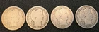 90% Silver Lot of 4 1900-1903 Barber Quarters