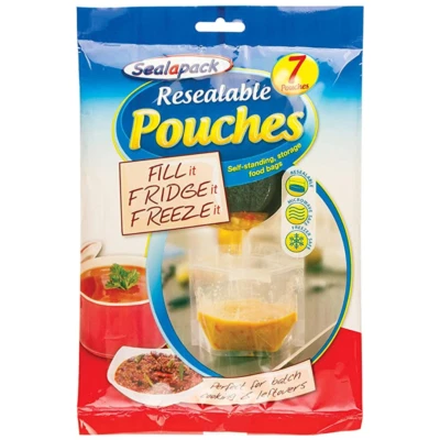 SEALAPACK Pour and Store RESEALABLE BAGS Food Storage Clear Pouches Food Grade Reusable