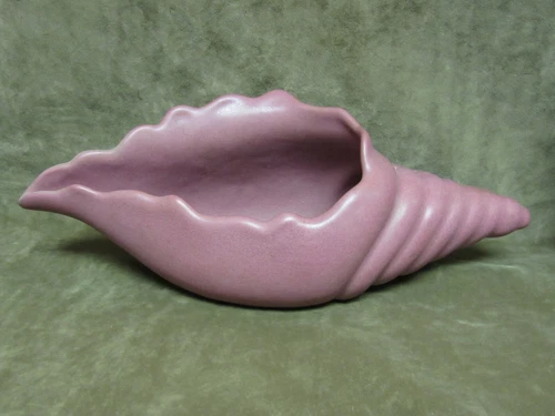 Van Briggle Art Pottery Large size Conch Shell Vase in Maroon Color Glaze