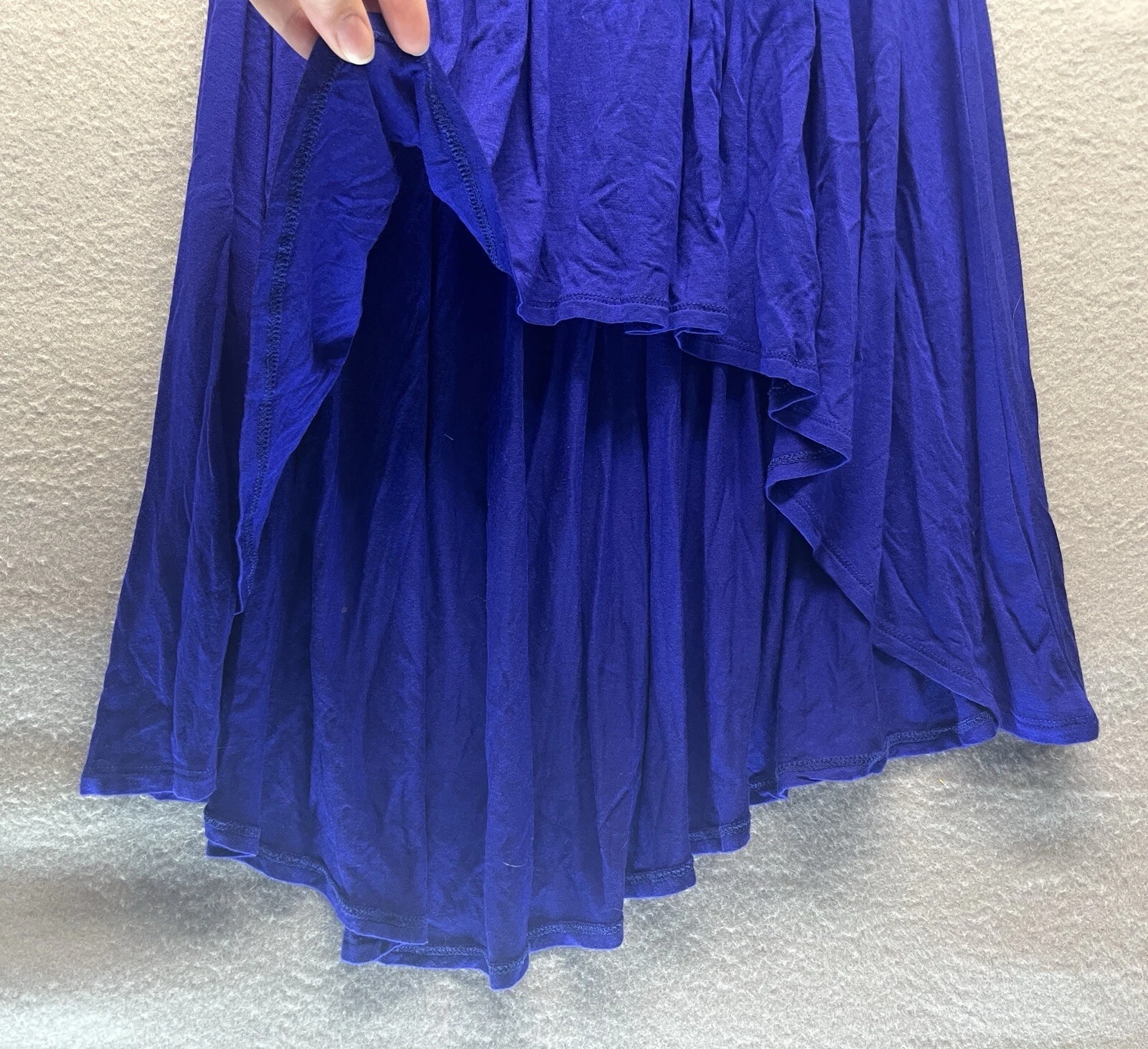 VETEMENTS Abito donna GB blu ricamato colletto smanicato alto basso leggero lunghezza ginocchio XS