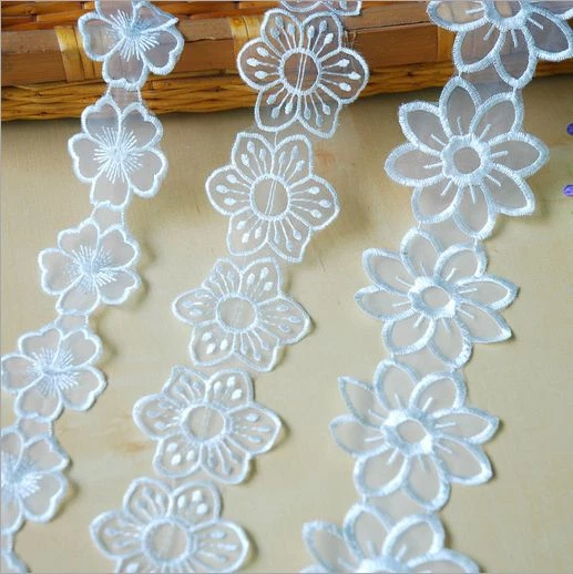 DIY 4 Yards Organza Stickerei Blumen Handgemachte Spitze Hochzeit Dekoration - Bild 1 von 1