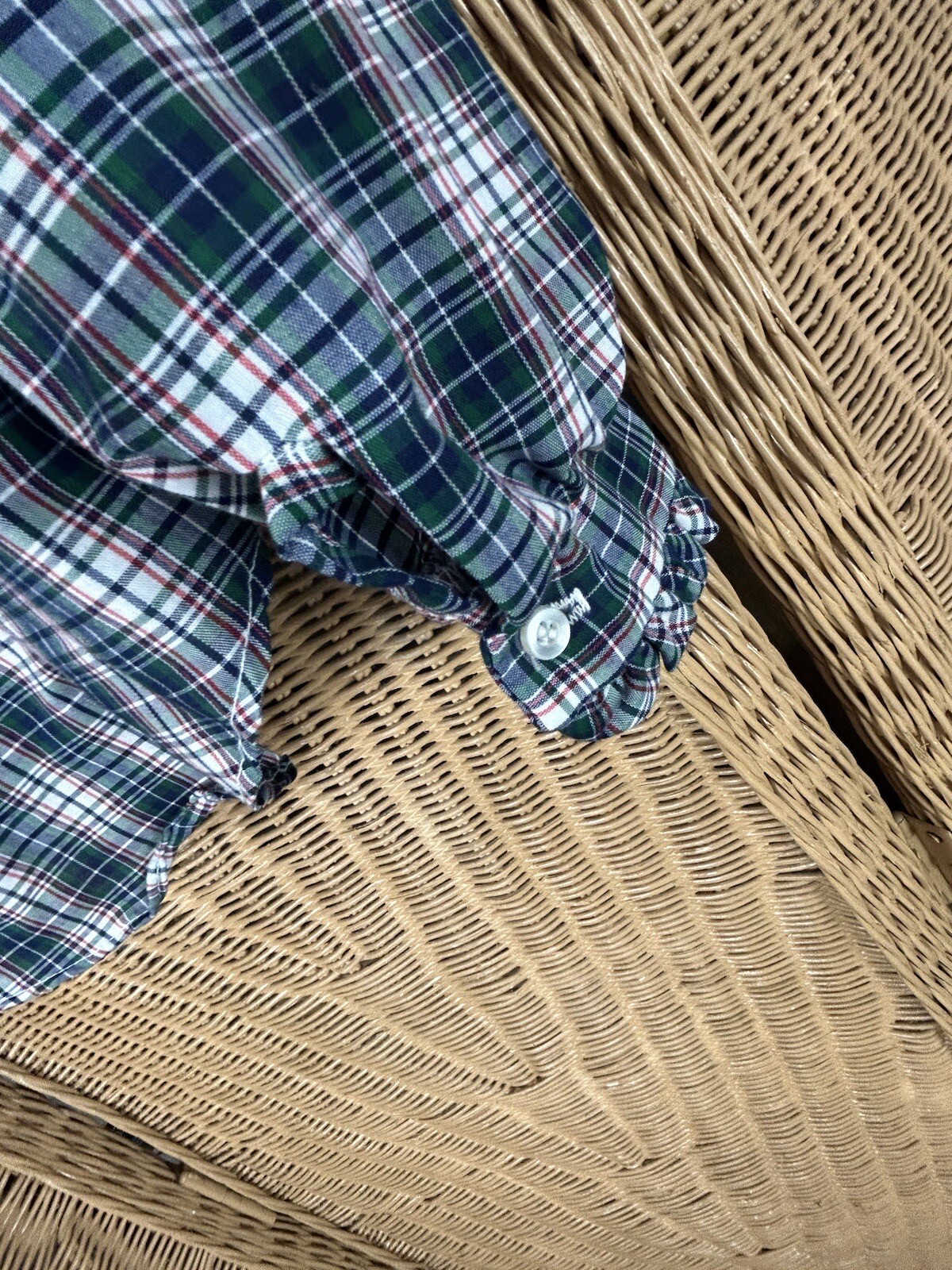 Vintage Plaid Ruffled Button Down Small Academia - image 5