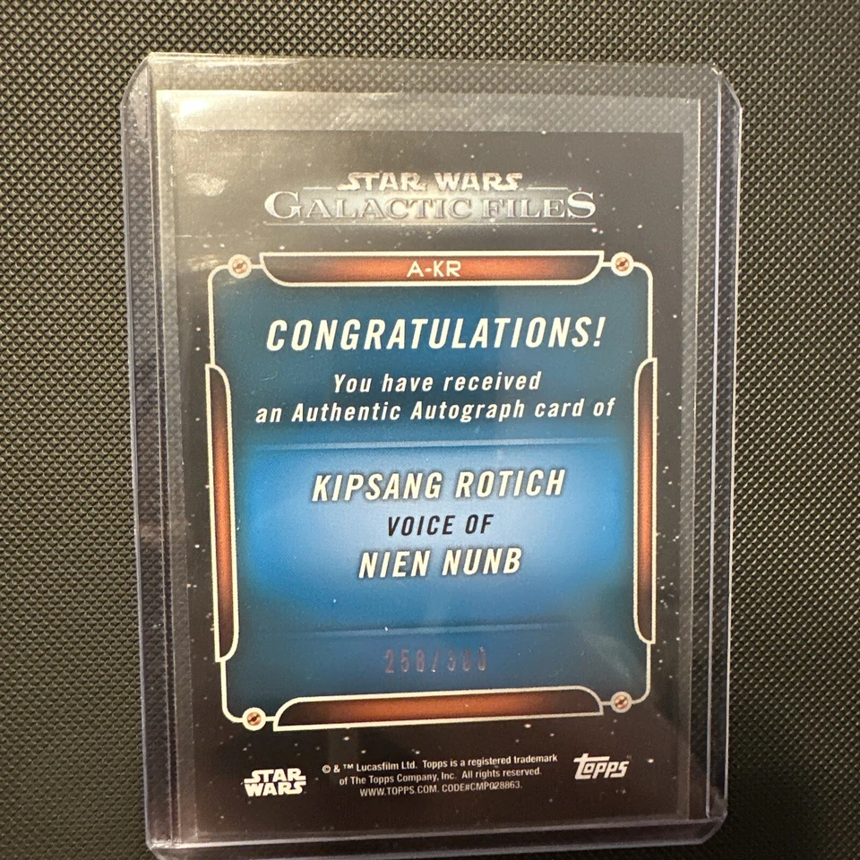 2018 Topps Star Wars Galactic Files Nien Nunb Kipsang Rotich Autograph 258/300 - Image 4 of 4
