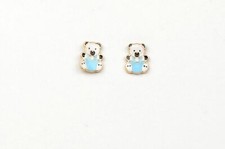 14k Yellow Gold Baby Enamel Panda Earrings, Screw Back