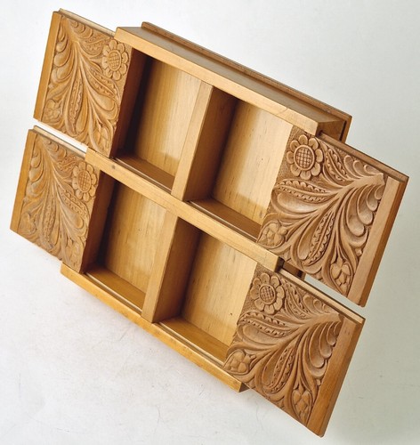 Seltene große Schatulle/ Box, Holz, handgeschnitzt, signiert, um 1950 P853 - Picture 13 of 14