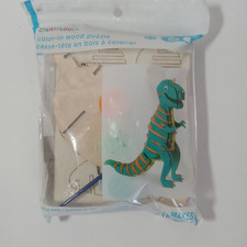 Creatology Color-In 3D Wood Puzzle Kit "Dinosaur" with Paints Brush Eyes Age 6 