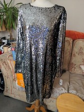 Boohoo Stunning Silver Sequin Dress Size 16 BNWT