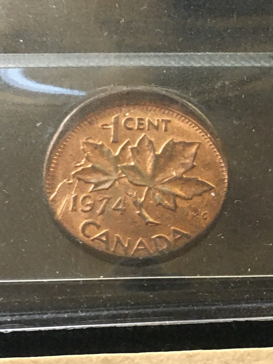 1974 ERROR, Off Center CCCS Graded Canadian, Small One Cent,**MS
