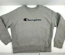 Vintage Champion Reverse Weave Spell Out Pullover Sweatshirt Gray Actual Size M