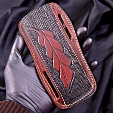 CUSTOM HAND MADE PURE COW LEATHER SHEATH FOR FIXED BLADE & FOLDING KNIFE 1791