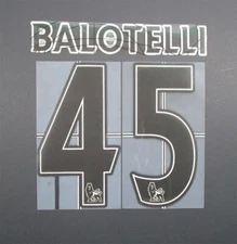 2007 - 2013 OFFICIAL SPORTING ID LEXTRA BALOTELLI 45 PLAYER SIZE BLACK NAMESET